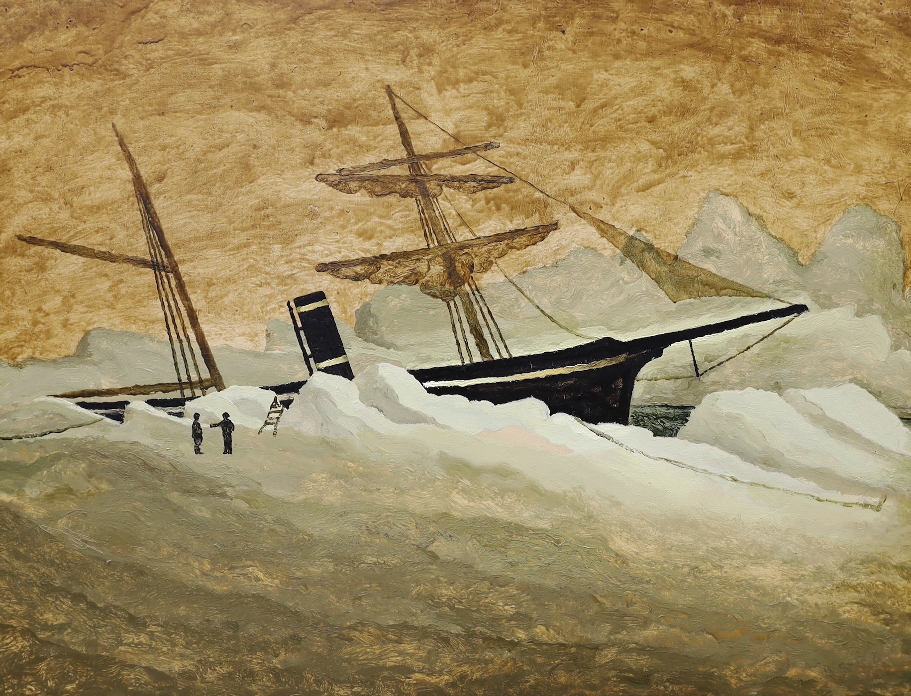F. Ramiro, oil on canvas, 'I've never been at the Nord Pole', signed and dated 1995 verso, 98 x 131cm, unframed